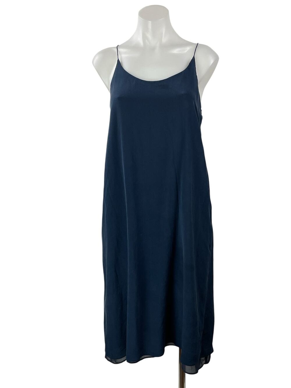 Madewell Navy Blue Sleeveless Scoop Neck Cami Camisole Midi Slip Dress Size 10